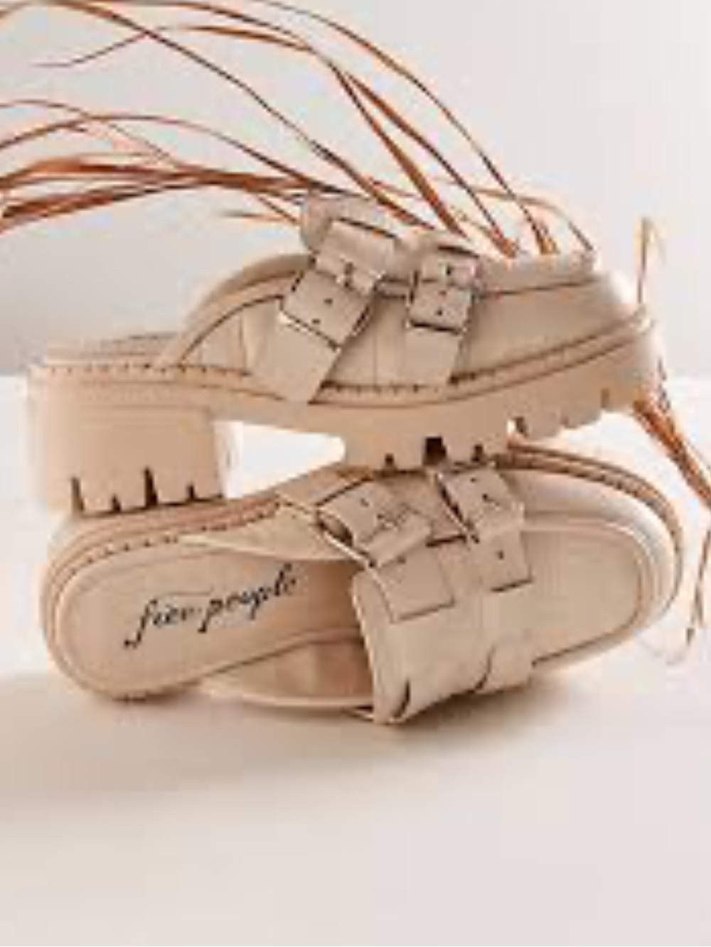 Free People Lyra Buckle White Leather Lug Loafers Sz 39.5 - Picture 2 of 6